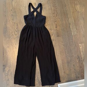Anthropologie Black Crisscross Wideleg Jumpsuit